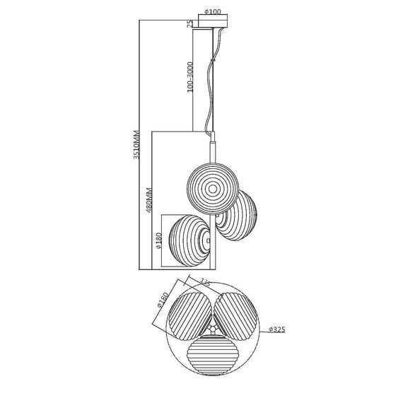 Подвесной светильник Maytoni MOD268PL-03G, изображение 7