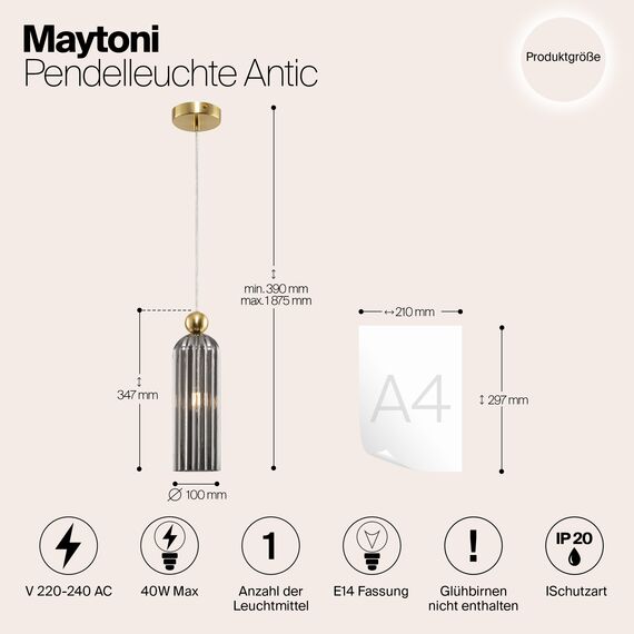 Подвесной светильник Maytoni MOD302PL-01GR, изображение 7