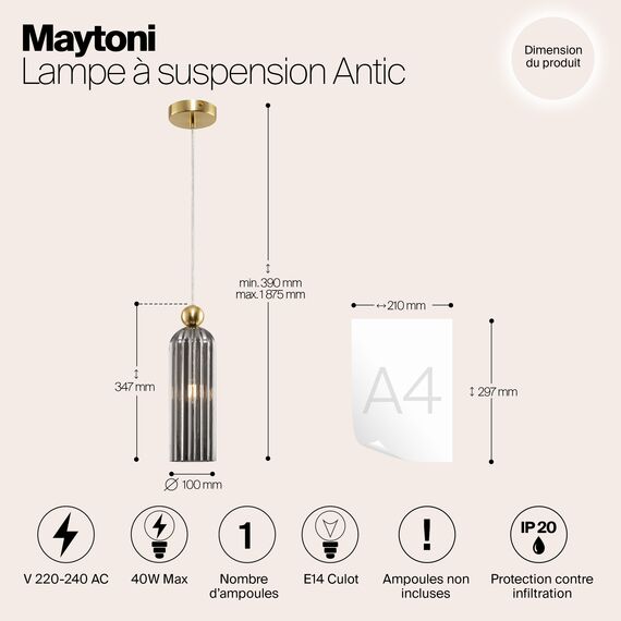 Подвесной светильник Maytoni MOD302PL-01GR, изображение 10
