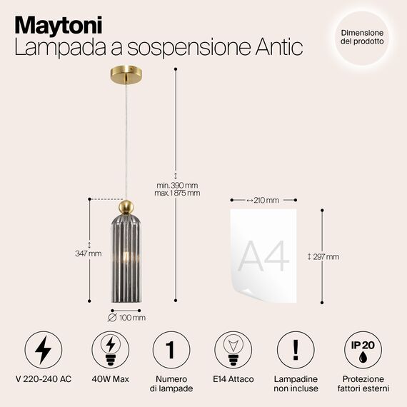 Подвесной светильник Maytoni MOD302PL-01GR, изображение 3