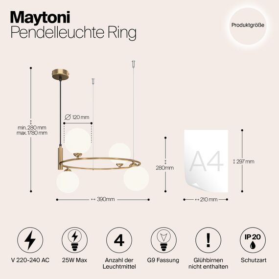 Подвесной светильник Maytoni MOD013PL-04BS1, изображение 8