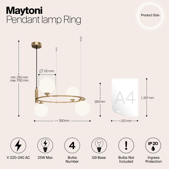 Подвесной светильник Maytoni MOD013PL-04BS1, изображение 9