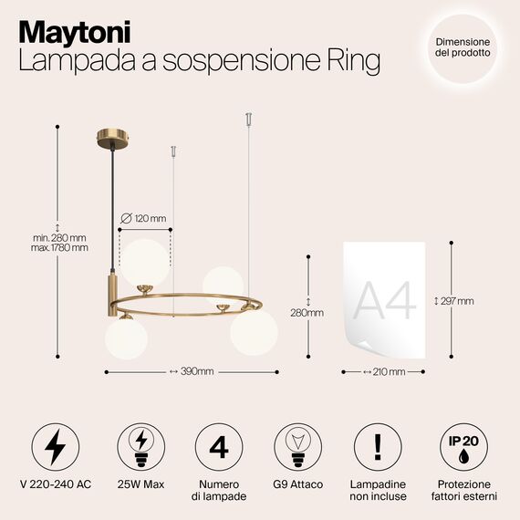 Подвесной светильник Maytoni MOD013PL-04BS1, изображение 10