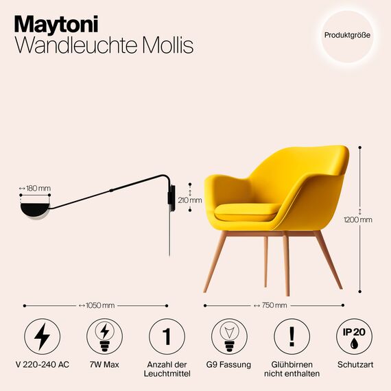 Настенный светильник (бра) Maytoni MOD126WL-01B1, изображение 10