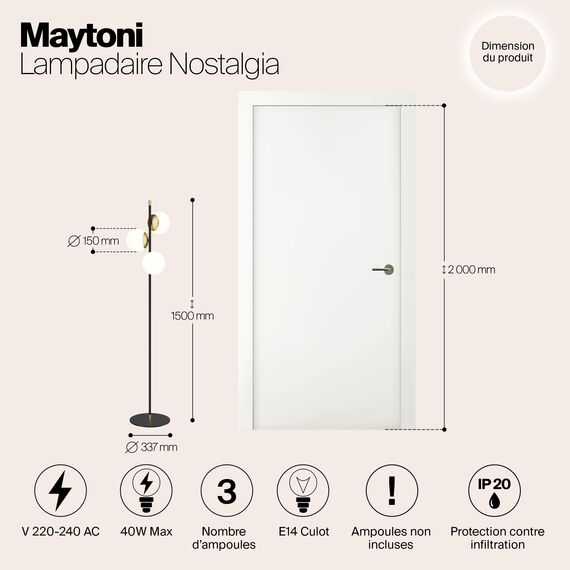Напольный светильник (торшер) Maytoni MOD048FL-03G, изображение 9