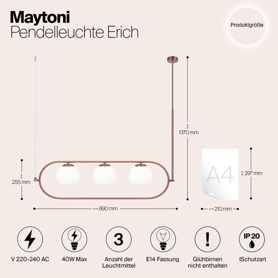 Подвесной светильник Maytoni MOD221PL-03BS, изображение 4