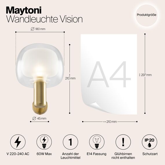 Настенный светильник (бра) Maytoni MOD411WL-01G, изображение 13