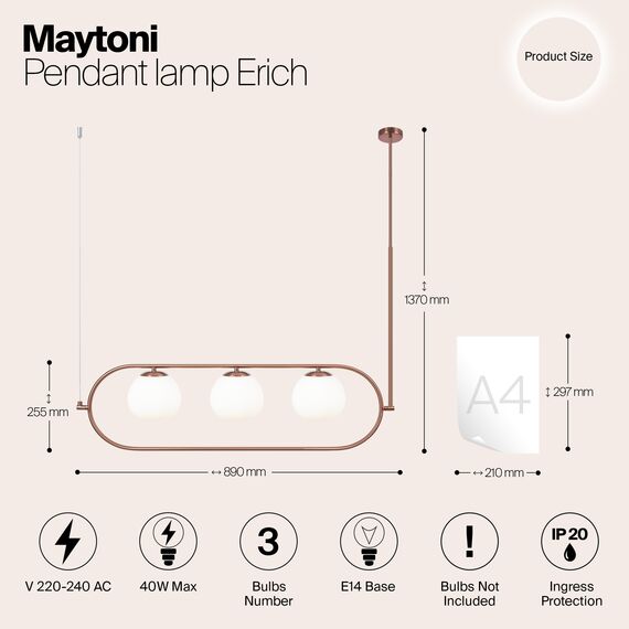 Подвесной светильник Maytoni MOD221PL-03BS, изображение 5
