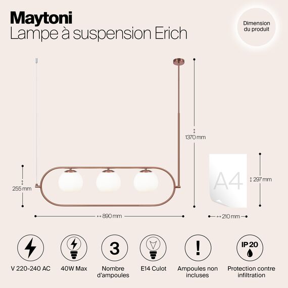 Подвесной светильник Maytoni MOD221PL-03BS, изображение 7