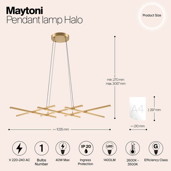 Подвесной светильник Maytoni MOD244PL-L50BSK, изображение 3