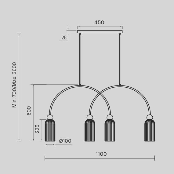 Подвесной светильник Maytoni MOD302PL-04GR, изображение 8