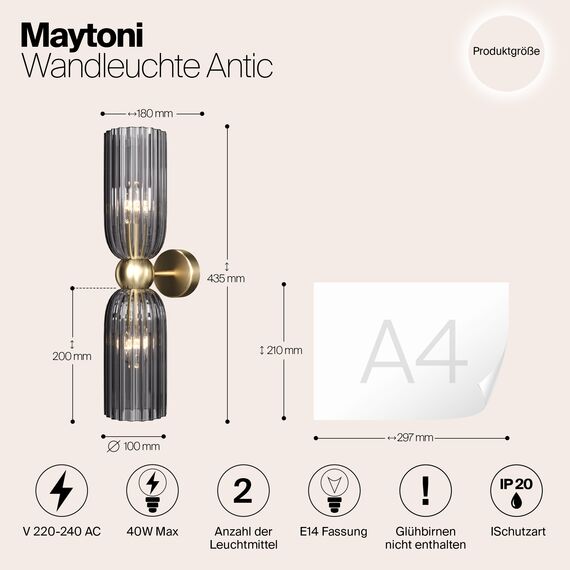 Настенный светильник (бра) Maytoni MOD302WL-02GR, изображение 4