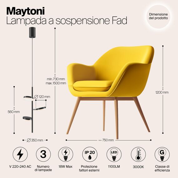 Подвесной светильник Maytoni MOD070PL-L18B3K, изображение 8