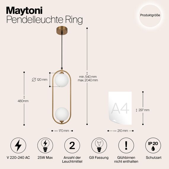 Подвесной светильник Maytoni MOD013PL-02BS1, изображение 3