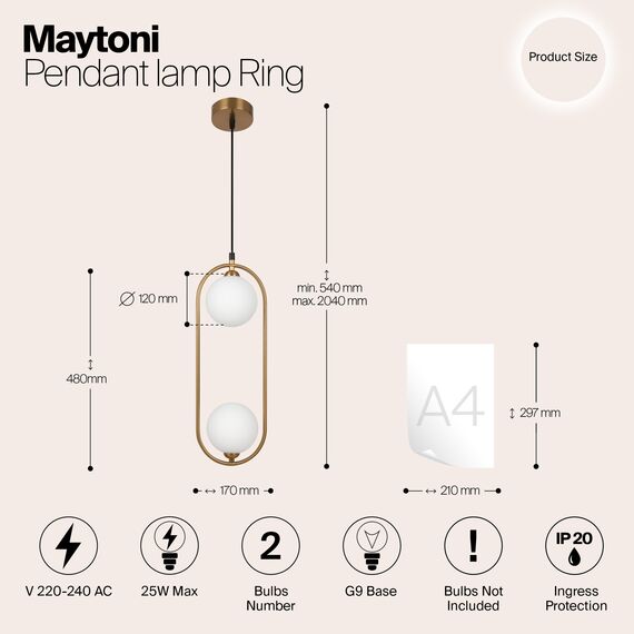 Подвесной светильник Maytoni MOD013PL-02BS1, изображение 9