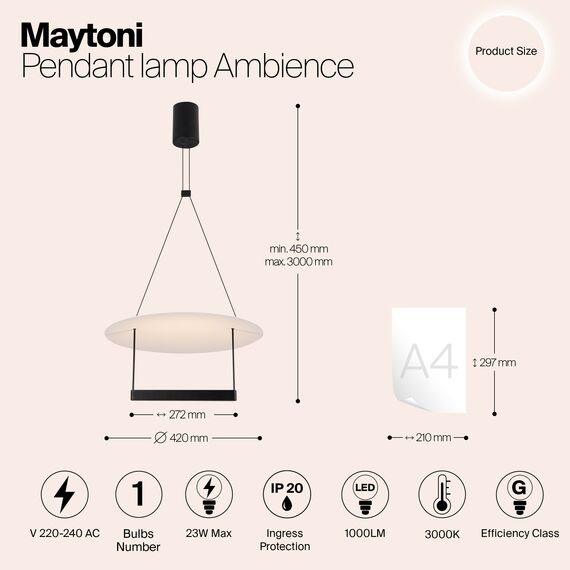 Подвесной светильник Maytoni MOD280PL-L23B3K, изображение 5