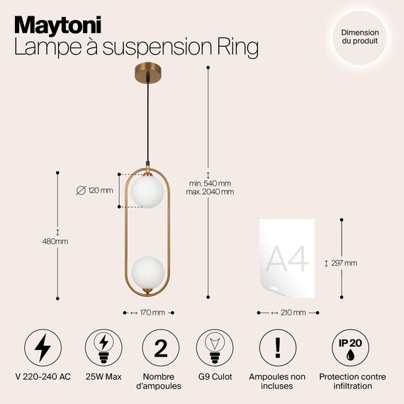 Подвесной светильник Maytoni MOD013PL-02BS1, изображение 11