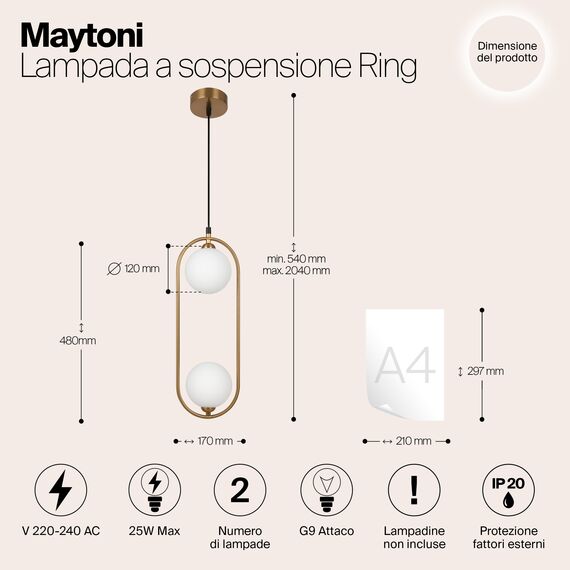 Подвесной светильник Maytoni MOD013PL-02BS1, изображение 4