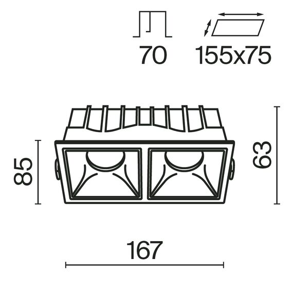 Встраиваемый светильник Technical DL043-02-15W4K-D-SQ-WB, изображение 2