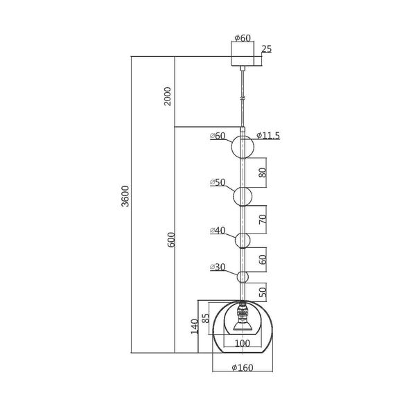 Подвесной светильник Maytoni MOD227PL-01B, изображение 2