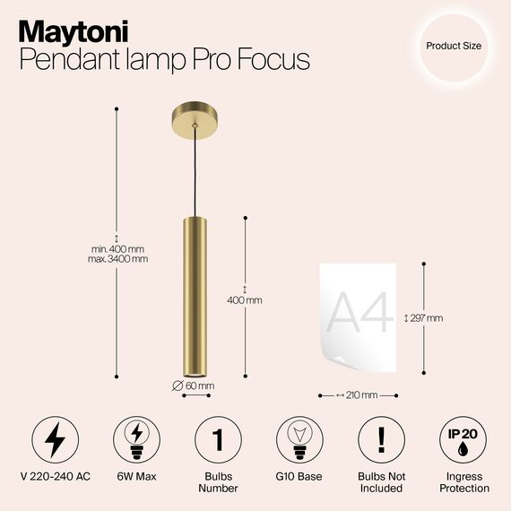 Подвесной светильник Maytoni MOD161PL-01G1, изображение 5