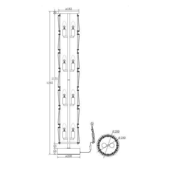 Напольный светильник (торшер) Maytoni MOD043FL-08CH, изображение 6