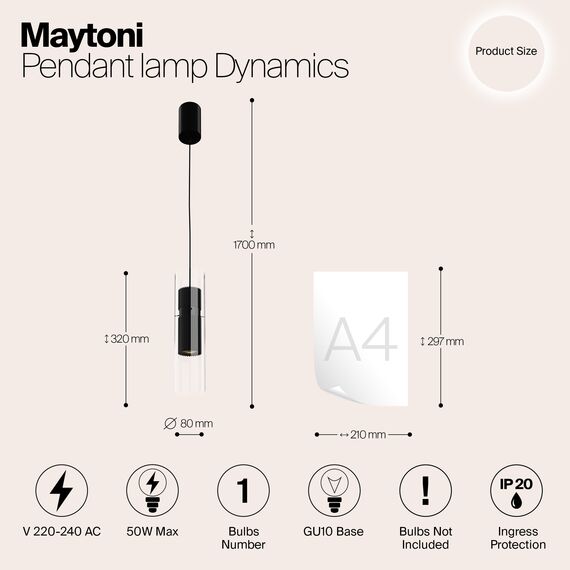 Подвесной светильник Maytoni MOD326PL-01B, изображение 4