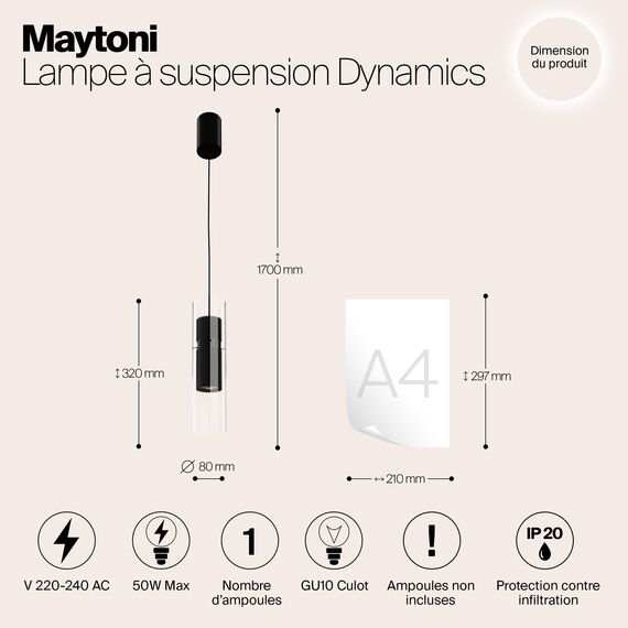 Подвесной светильник Maytoni MOD326PL-01B, изображение 5