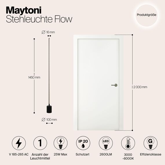 Напольный светильник (торшер) Maytoni MOD147FL-L20BK1, изображение 3