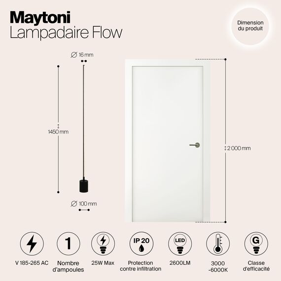 Напольный светильник (торшер) Maytoni MOD147FL-L20BK1, изображение 5