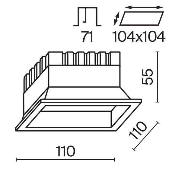 Встраиваемый светильник Technical DL056-12W3-4-6K-W, изображение 2