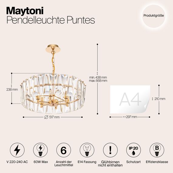 Подвесной светильник Maytoni MOD043PL-06G, изображение 5