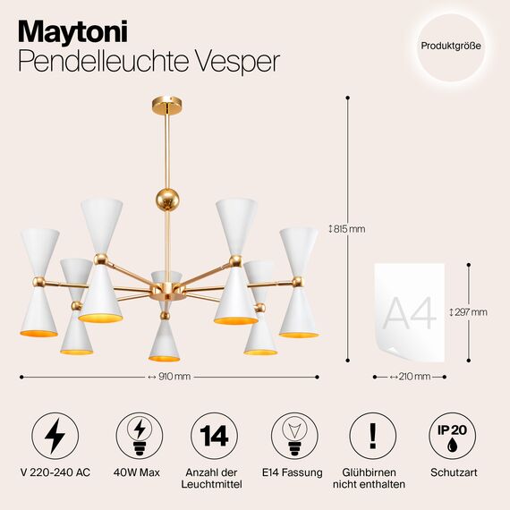 Подвесной светильник Maytoni MOD108PL-14WG, изображение 2