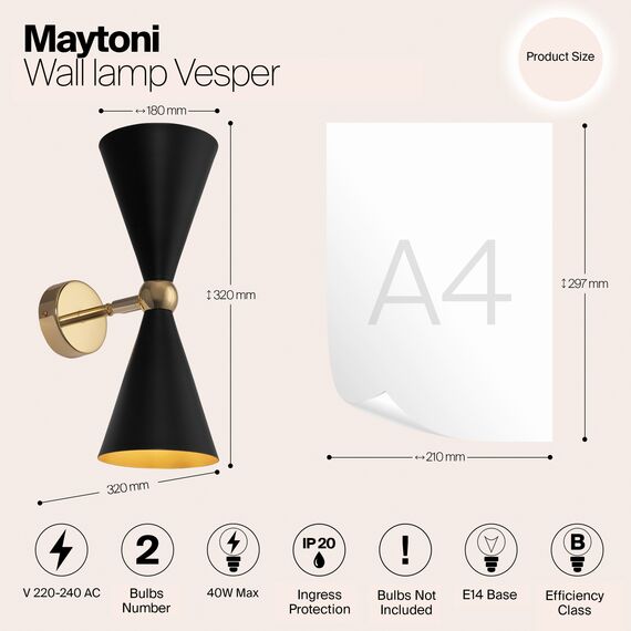 Настенный светильник (бра) Maytoni MOD108WL-02GB, изображение 4