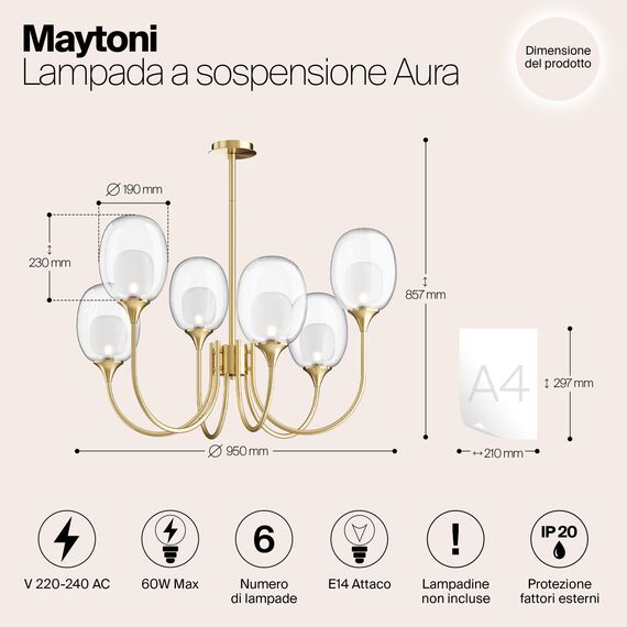 Подвесной светильник Maytoni MOD016PL-06BS, изображение 6