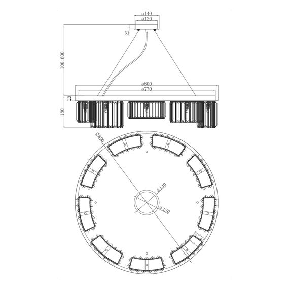Подвесной светильник Maytoni MOD083PL-09CH, изображение 10