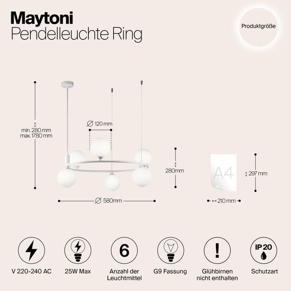 Подвесной светильник Maytoni MOD013PL-06W, изображение 4