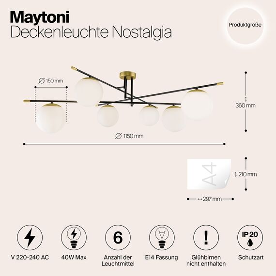 Потолочный светильник Maytoni MOD048CL-06G, изображение 4