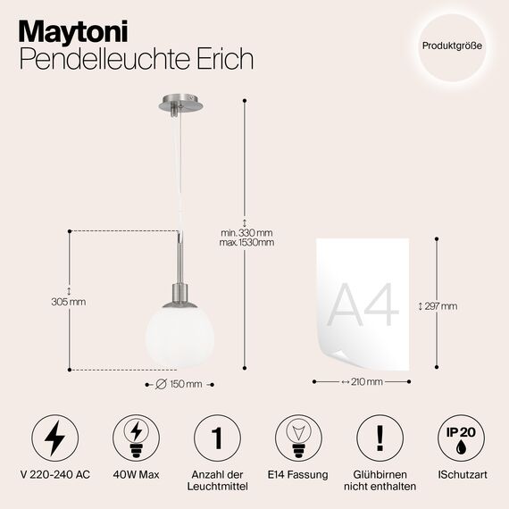Подвесной светильник Maytoni MOD221-PL-01-G, изображение 5