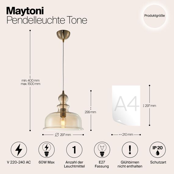 Подвесной светильник Maytoni P001PL-01BZ, изображение 5