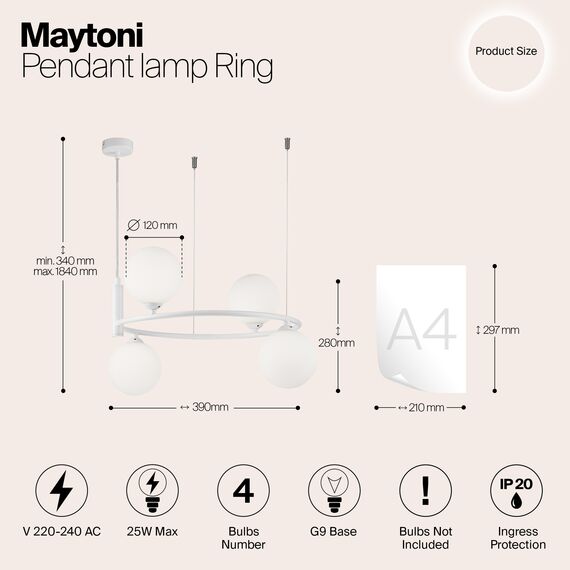 Подвесной светильник Maytoni MOD013PL-04W, изображение 5