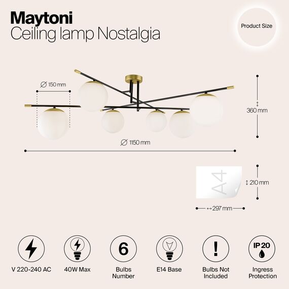 Потолочный светильник Maytoni MOD048CL-06G, изображение 7