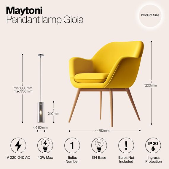 Подвесной светильник Maytoni P011PL-01CH, изображение 5