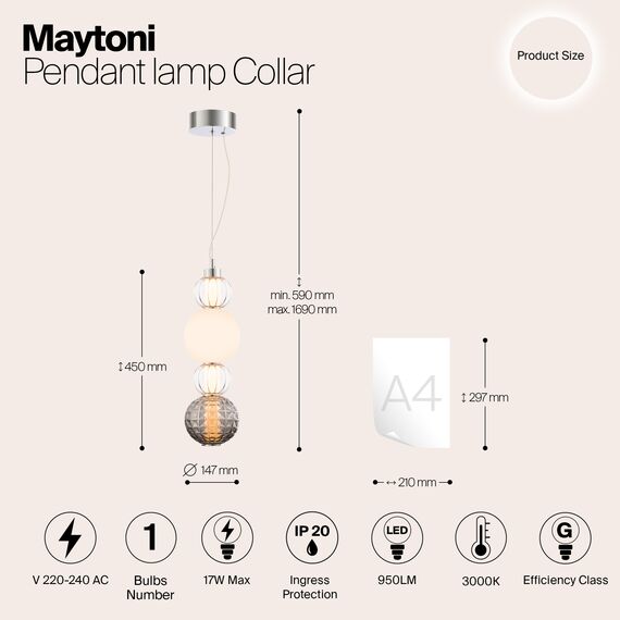 Подвесной светильник Maytoni P069PL-L17CH3K, изображение 7