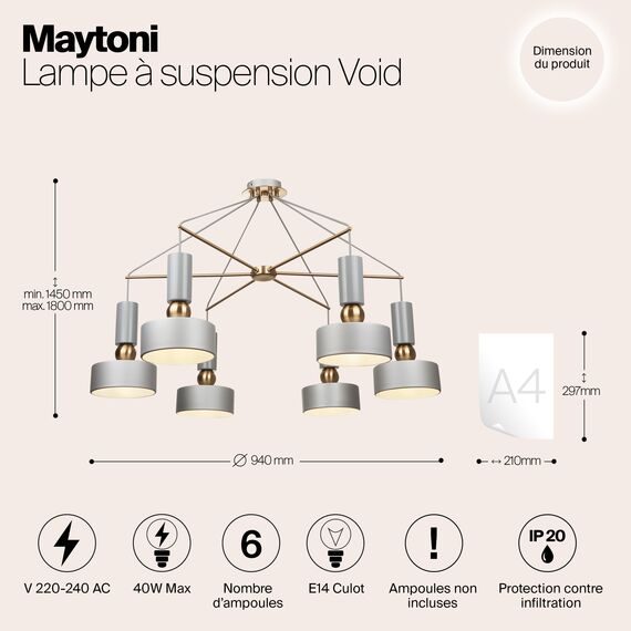 Подвесной светильник Maytoni MOD030PL-06GR, изображение 11