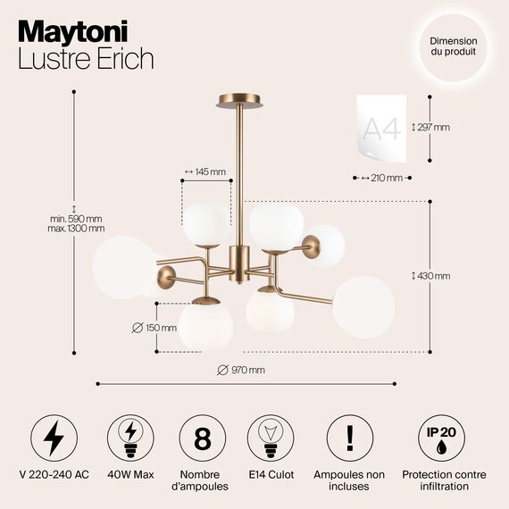 Люстра Maytoni MOD221-PL-08-G, изображение 4