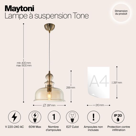 Подвесной светильник Maytoni P001PL-01BZ, изображение 9