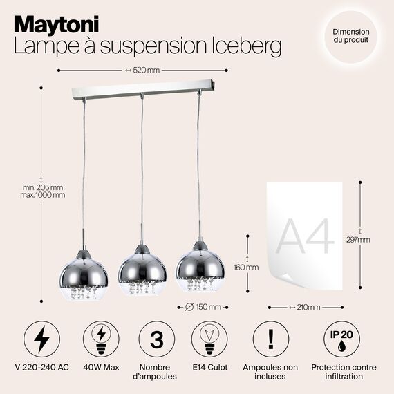 Подвесной светильник Maytoni P012-PL-03-N, изображение 5