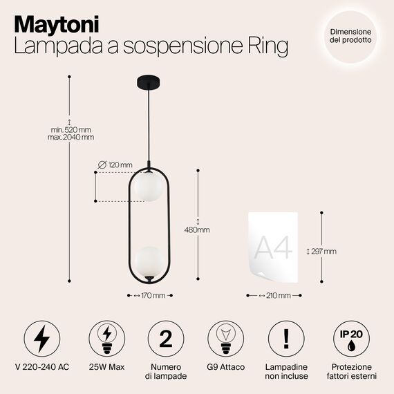 Подвесной светильник Maytoni MOD013PL-02B, изображение 8