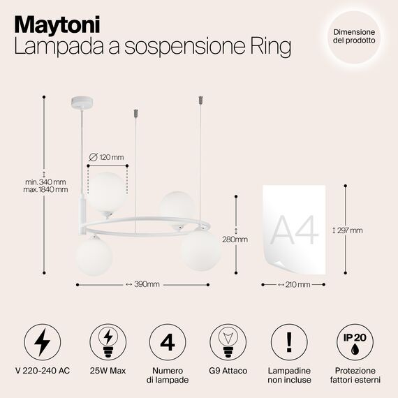 Подвесной светильник Maytoni MOD013PL-04W, изображение 7